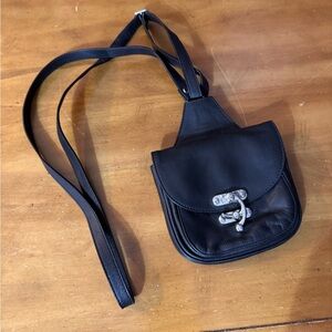 Sundance Black Leather Crossbody Bag with Silver Hardware